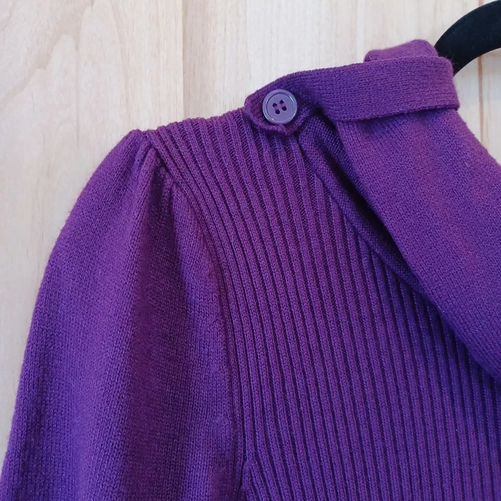 Purple knitted mini dress oversize cowl neck with button down detail - Picture 2 of 6